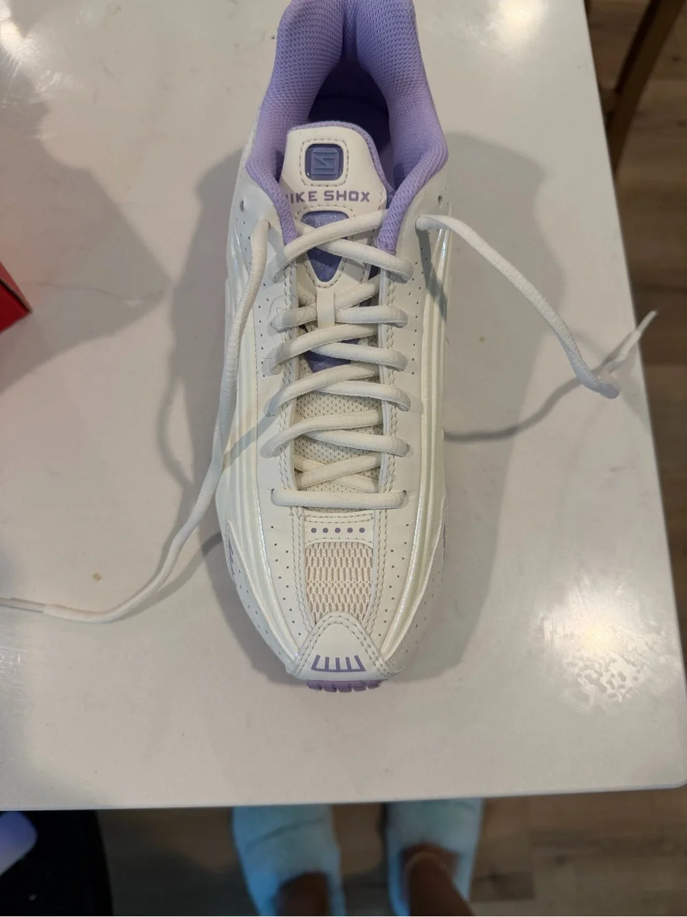 Nike Kids Shox Sneakers in White and Light Purple